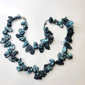 Blue Keshi Fashion Bead Long Necklace